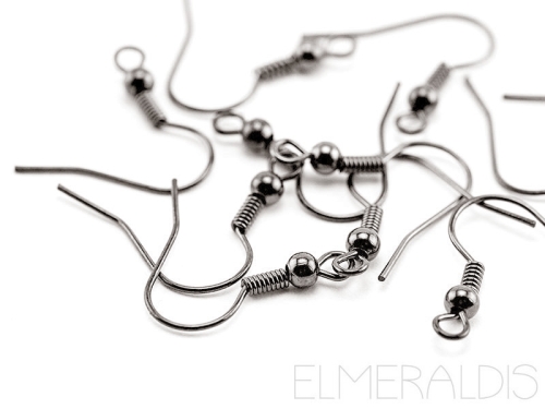 Ohrhaken Edelstahl Stainless Steel mit Perle und Spiralfeder Metallic silberfarben 10x