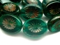 Preview: 14mm Star Beads Carved Oval Emerald Picasso Glasperlen grün 5x