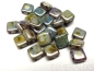 Preview: 6mm CzechMates™ Tile Beads Luster Marbled Green 25x