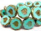 Preview: 1x Heart Coin Turquoise Blue Glasperlen