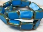 Preview: Rectangle Beads Blue Picasso Glasperlen 2x