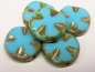 Preview: 2x Cross Coin Turquoise Blue Glasperlen