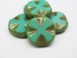 Preview: 2x Cross Coin Turquoise Green Glasperlen