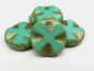 Preview: Cross Coin Turquoise Green türkis Glasperlen 2x