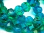 Preview: 4x Rondelle Green Capri blue Glasperlen 6x8mm