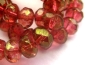 Preview: 4x Rondelle Pink Fuchsia Gold Glasperlen 6x8mm