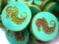Preview: 1x Seahorse Turquoise Green Picasso