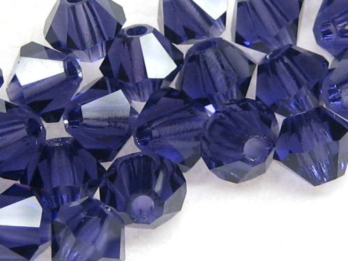 4mm Bicone Glasperlen Deep Tanzanite dunkelviolett 20x