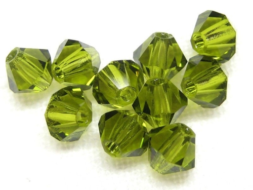 4mm Bicone Glasperlen Olivine olivgrün 20x