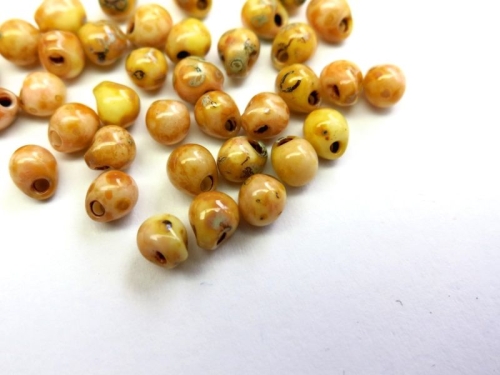 3,4 mm Drop Beads Miyuki Canary Yellow Picasso 10g