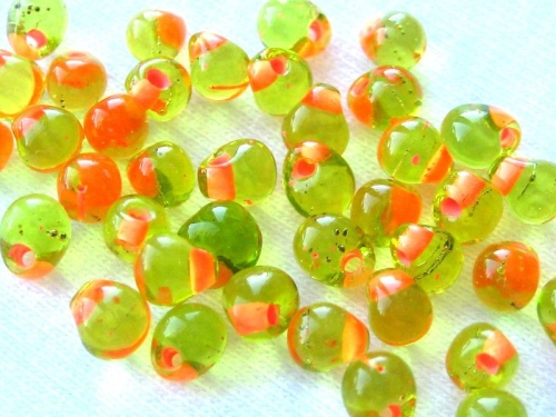 3,4 mm Drop Beads Miyuki Salmon Lined Lime 10g