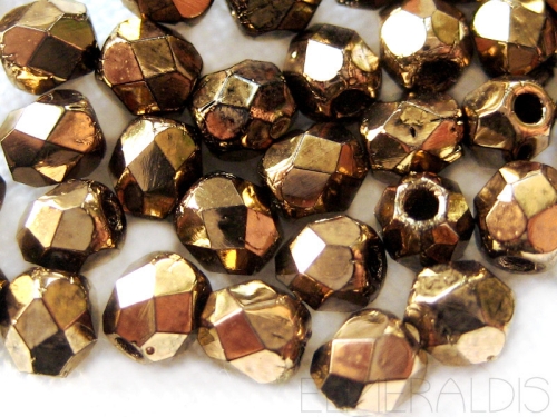 3mm 50 feuerpol Glasperlen Gold Bronze
