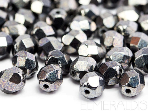 3mm 50 feuerpol Glasperlen Hematite