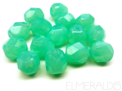 6mm feuerpolierte Glasperlen Milky Aqua opal 30x