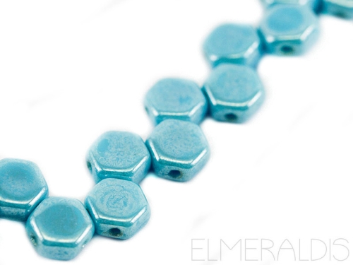 6mm Honeycombs Blue Turquoise Luster Türkis 30x