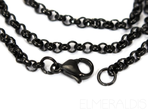 50cm Erbskette Edelstahl Halskette Black schwarz 3mm