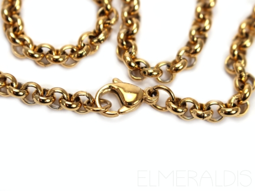 55cm Erbskette Edelstahl Halskette Farbe Gold 3mm