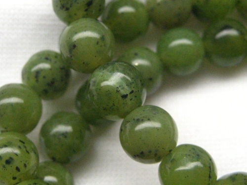 6mm, 10 St. Jade Nephrit Perlen, rund, poliert