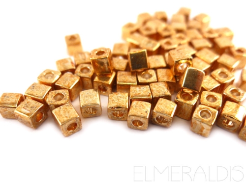 3mm Würfel Cubes MIYUKI Galvanized Gold 10g