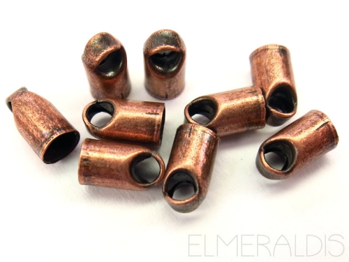4mm Endkappen rund Copper Antique Metall 10x
