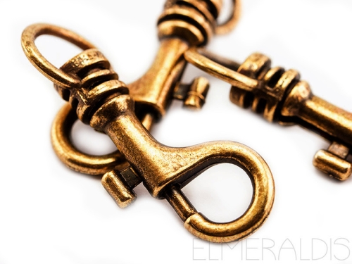 43mm Schlüsselring Karabiner Bronze Brass Antique