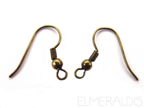 10 Ohrhaken Brass Bronze Antique Ohrringe Perle