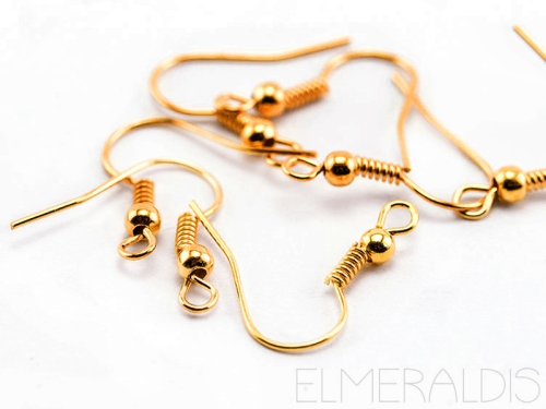 10 Ohrhaken goldfarben Brass Ohrringe Perle