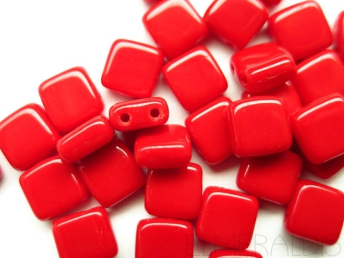 25 CzechMates™ Tile Beads Opaque Red rot 6mm