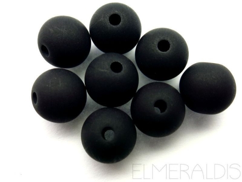 10mm Polaris Perlen matt schwarz black 10x