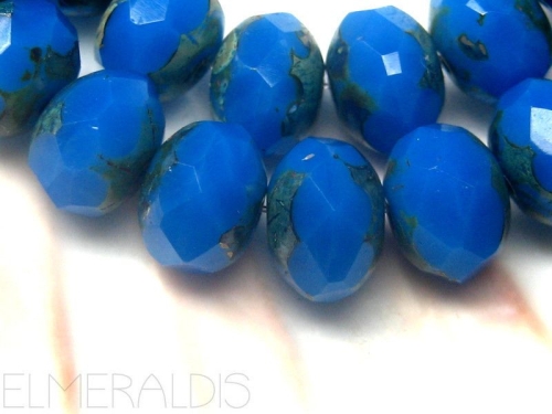 4x Rondelle Cornflower Blue blau Glasperlen 6x8mm