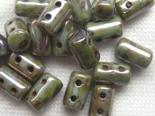 Rulla Beads Luster Green Opaque White Glasperlen 10g