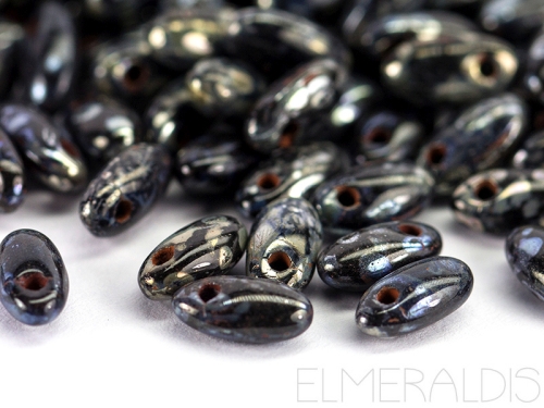 6mm Rizo Beads Jet Picasso Black schwarz 10g