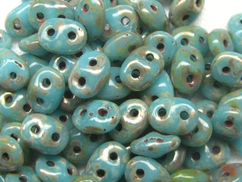 SuperDuos Blue Turquoise Silver Picasso hellblau türkis 10g