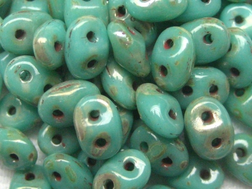 SuperDuos Turquoise Green Picasso Silver türkis 10g