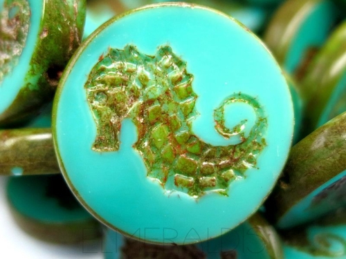 1x Seahorse Turquoise Green Picasso