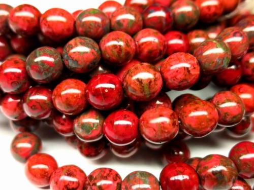 8mm Glasperlen Red Green Picasso Luster 5x