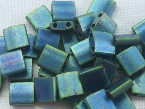 5g Miyuki Tila Beads Matte Metal Blue Green