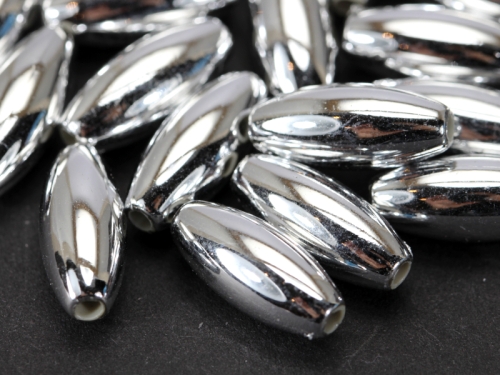 10mm Wachsoliven Wachsperlen Silberfarben Full Silver Metallic 30x