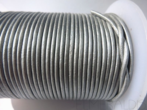 1 mm Lederband Metallic Silver 1m