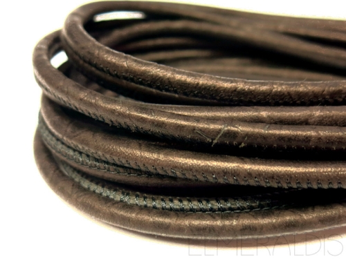 4mm Nappa Lederband Dark Brown Snake Patch 20cm