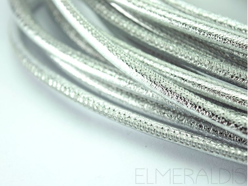 4mm Nappa Lederband Metallic Silver Silber 20cm