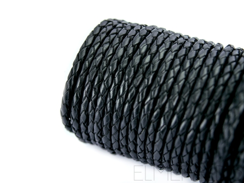 Bild 2 4mm Lederband geflochten Full Black schwarz Jet 50cm