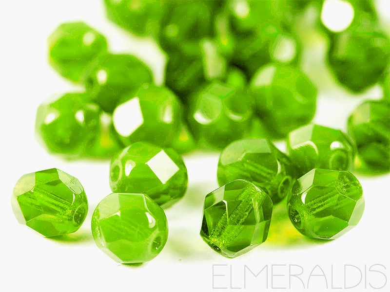 6mm feuerpolierte Glasperlen Milky Peridot 30x