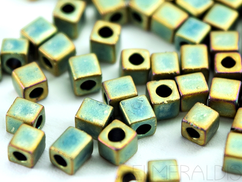 1,8 mm Würfel Cubes Miyuki Metallic Green Patina Iris Matte 5g