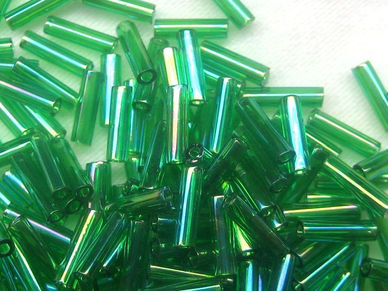 6mm Stiftperlen Miyuki Transparent Green AB 10g