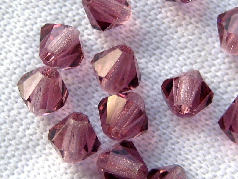 4mm Bicone Glasperlen Amethyst violett 20x