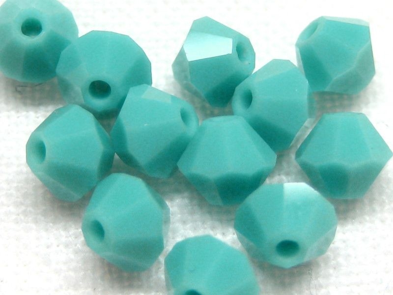 4mm Bicone Glasperlen Turquoise türkis opaque hellblau 20x