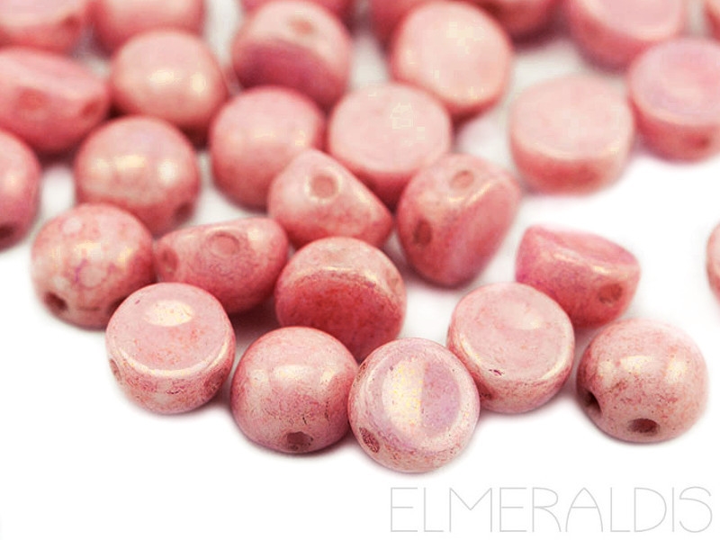 6mm Cabochons 2-Loch Chalk White Lila Luster 10x