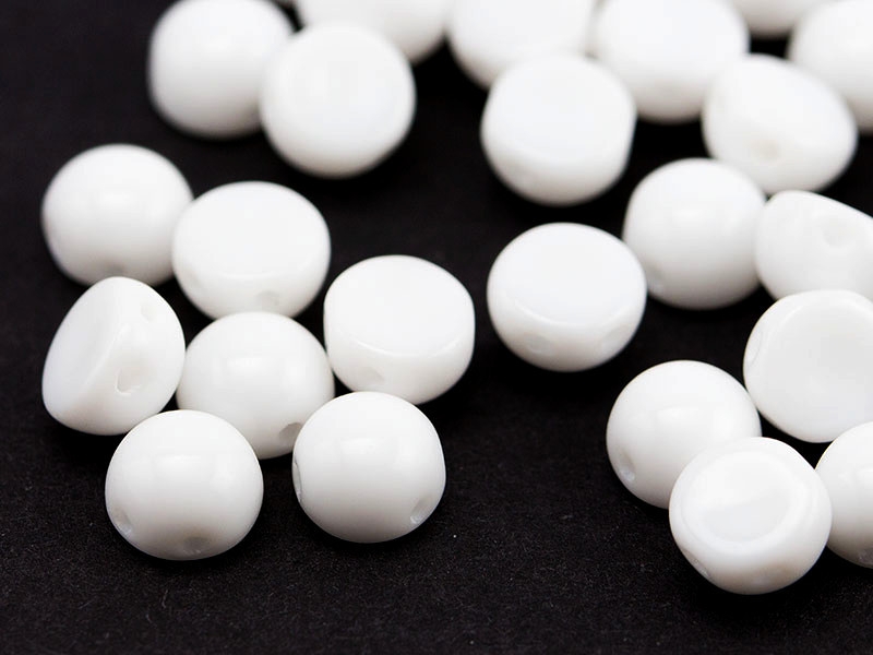 6mm Cabochons 2-Loch Chalk White weiss 10x