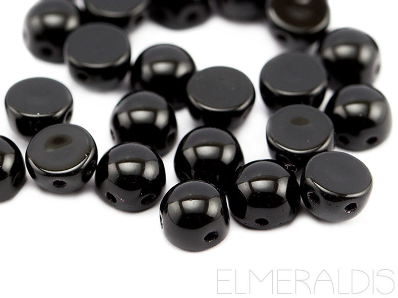 6mm Cabochons 2-Loch Jet Black schwarz 10x